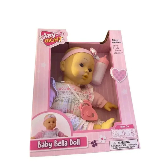 Play Right Baby Bella 12” Doll with a Milk Bottle and Magnetic Pacifier - Picture 1 of 4